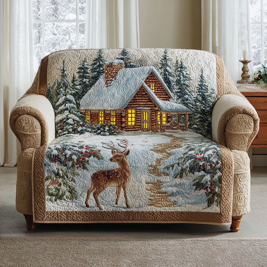Quilted sofa cover with winter lodge NCU0VT343