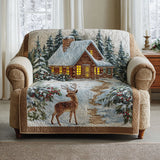 Quilted sofa cover with winter lodge NCU0VT343
