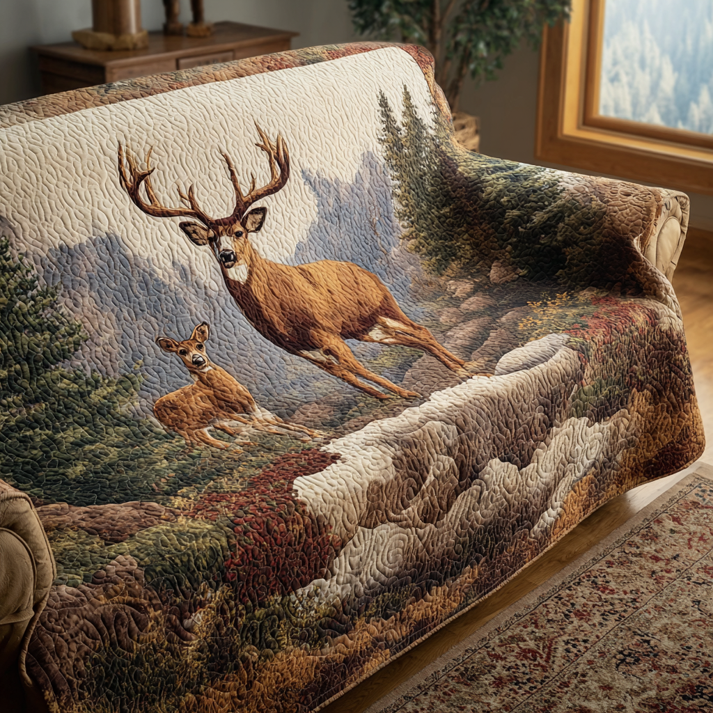 Quilted Sofa Cover with Deer NCU0VT336