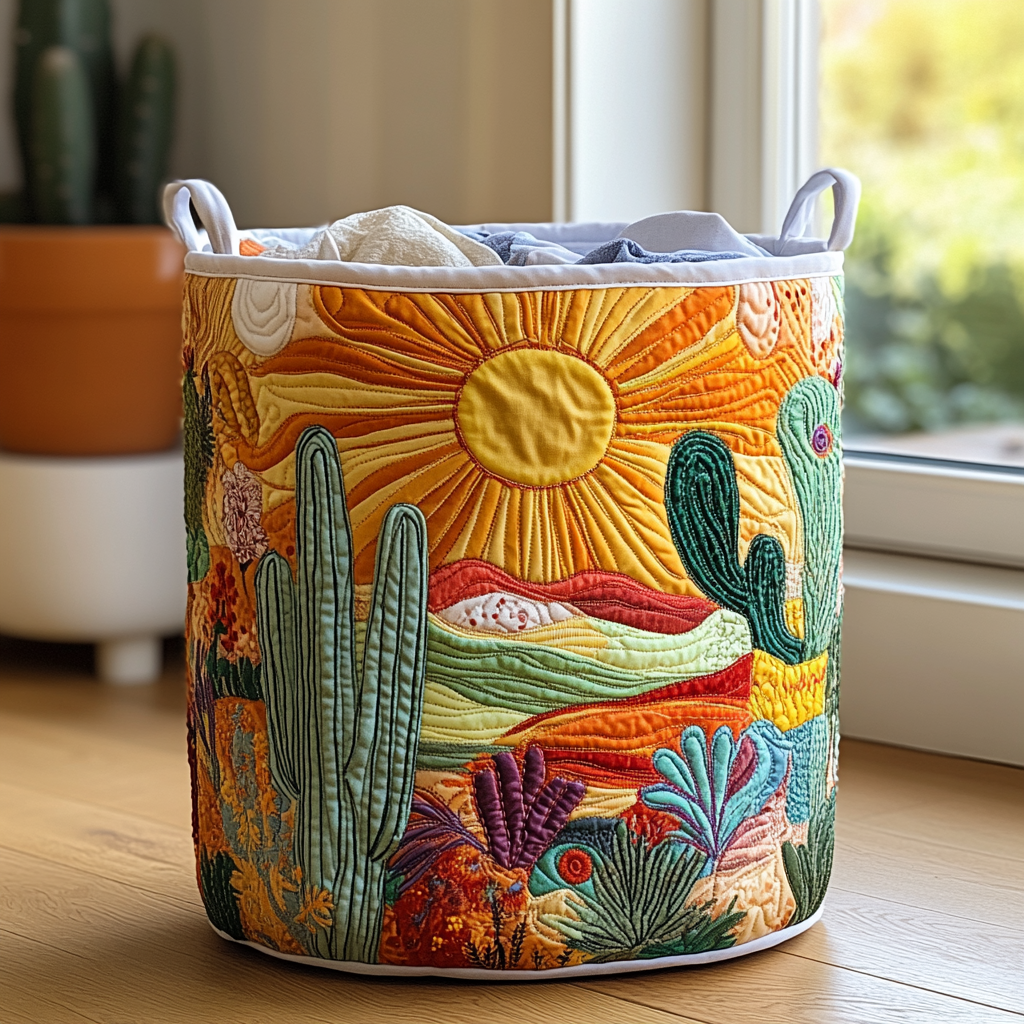 Quilted laundry basket with floral pattern NCU0QN003