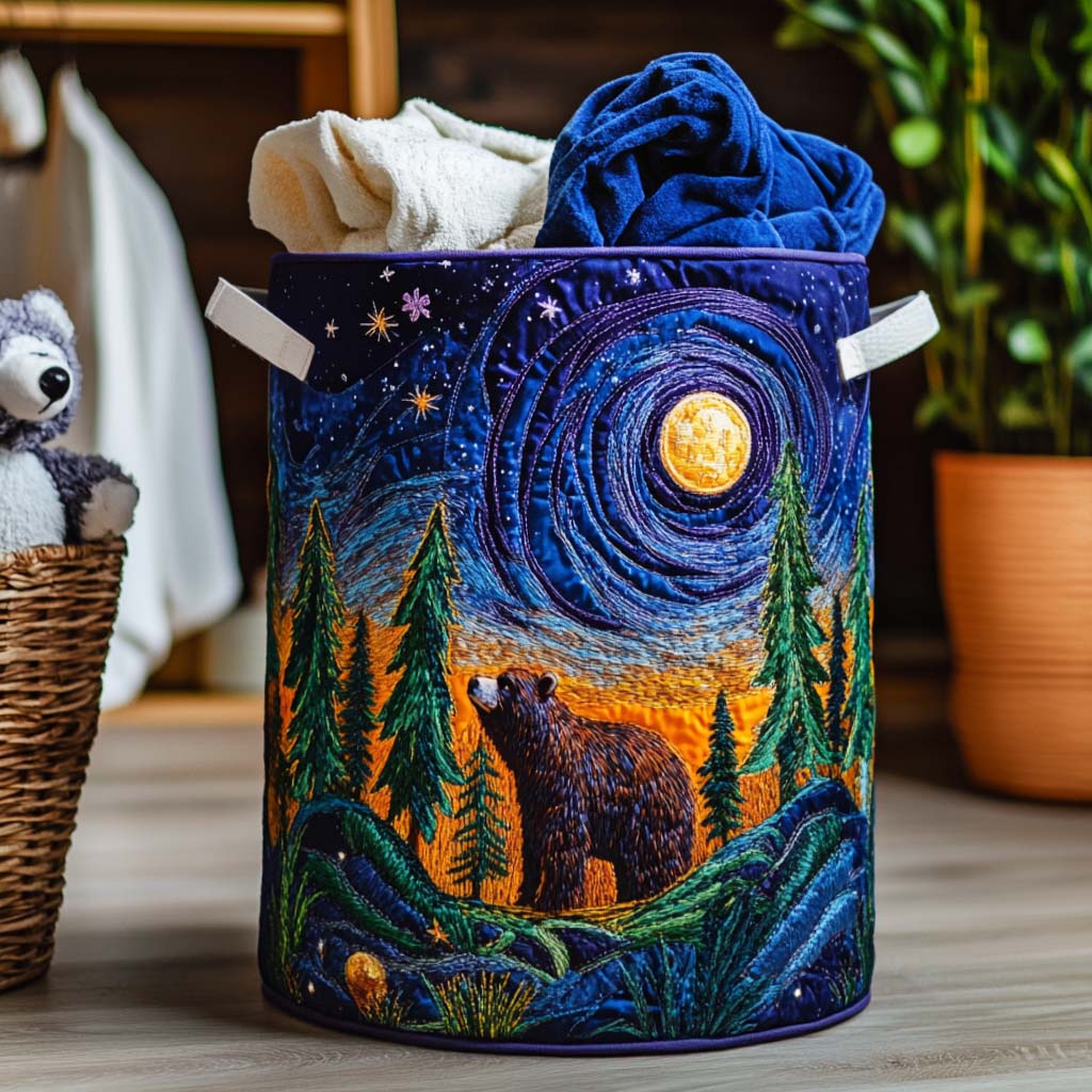 Quilted Laundry Basket with Bear NCU0QN011