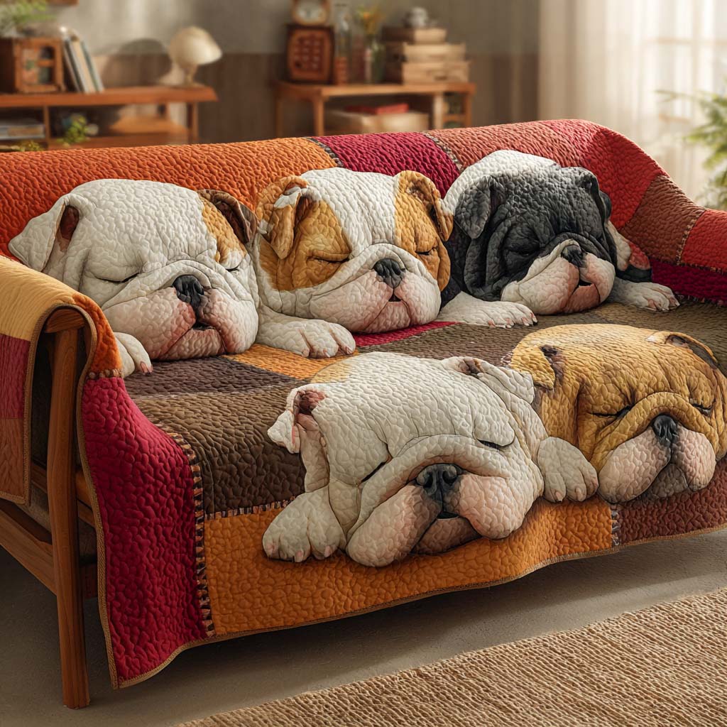 Quilted Sofa Cover with Bulldog NCU0VT321