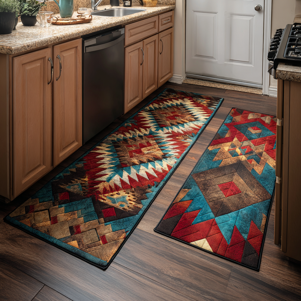 Non-slip kitchen rug with dreamcatcher pattern NCU0VT329