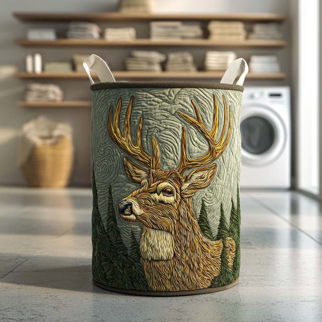 Quilted laundry basket with deer NCU0QN047