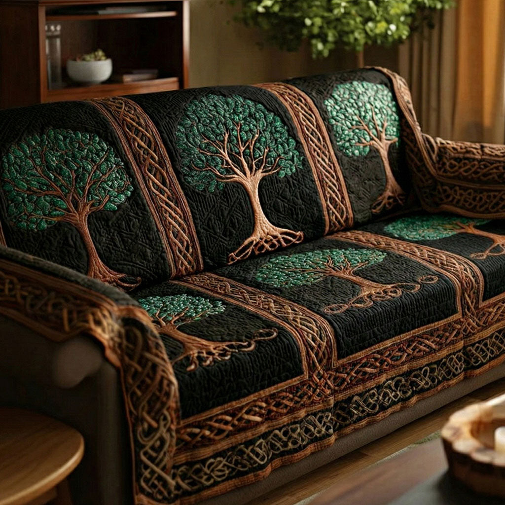 Quilted sofa cover with tree of life NCU0VT368