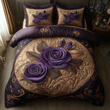 Quilted Bedspread Set - Pink Purple