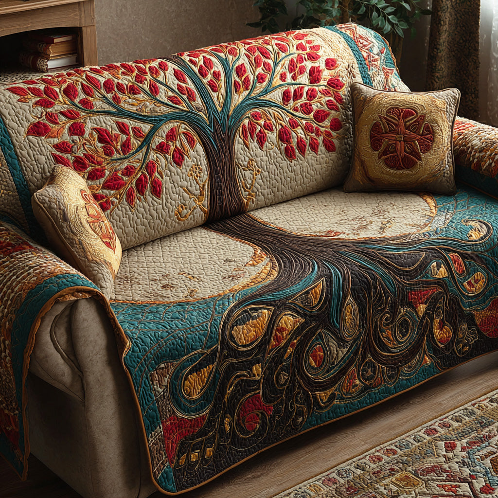 Quilted Sofa Cover with Tree of Life NCU0VT370