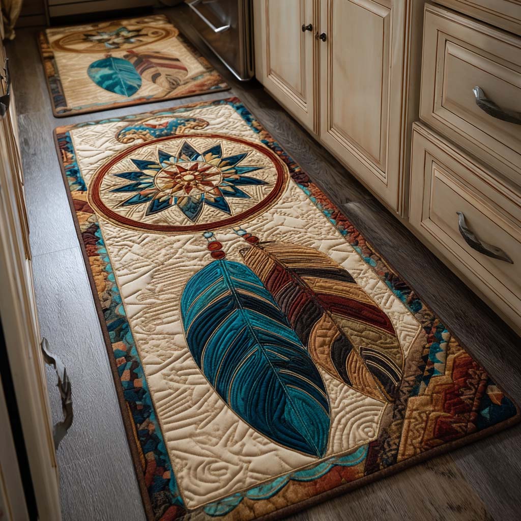 Non-slip kitchen rug with dreamcatcher pattern NCU0VT322