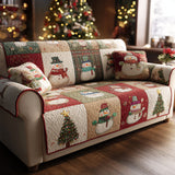 Quilted Patchwork Christmas Sofa Cover