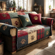Quilted Sofa Cover with Cheerful Paws Among the Lights