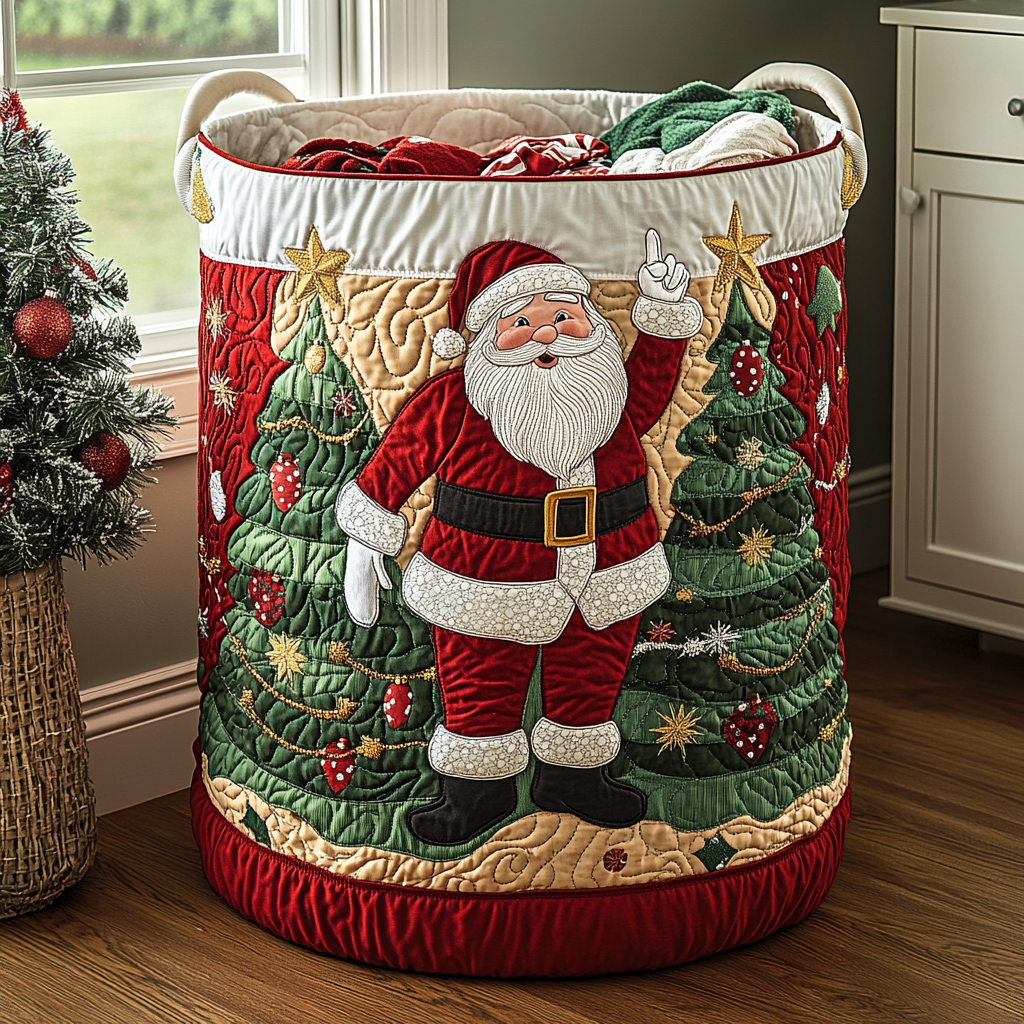 Quilted laundry basket with Santa Claus NCU0QN058
