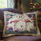 Quilted Cushion Cover with Pair of Flamingos NCU0DV6343