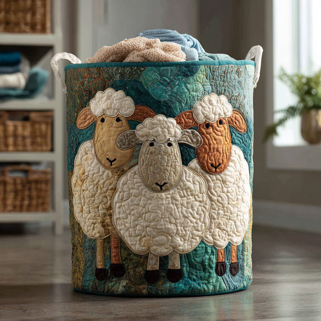 Quilted Laundry Basket — Sheep Shape