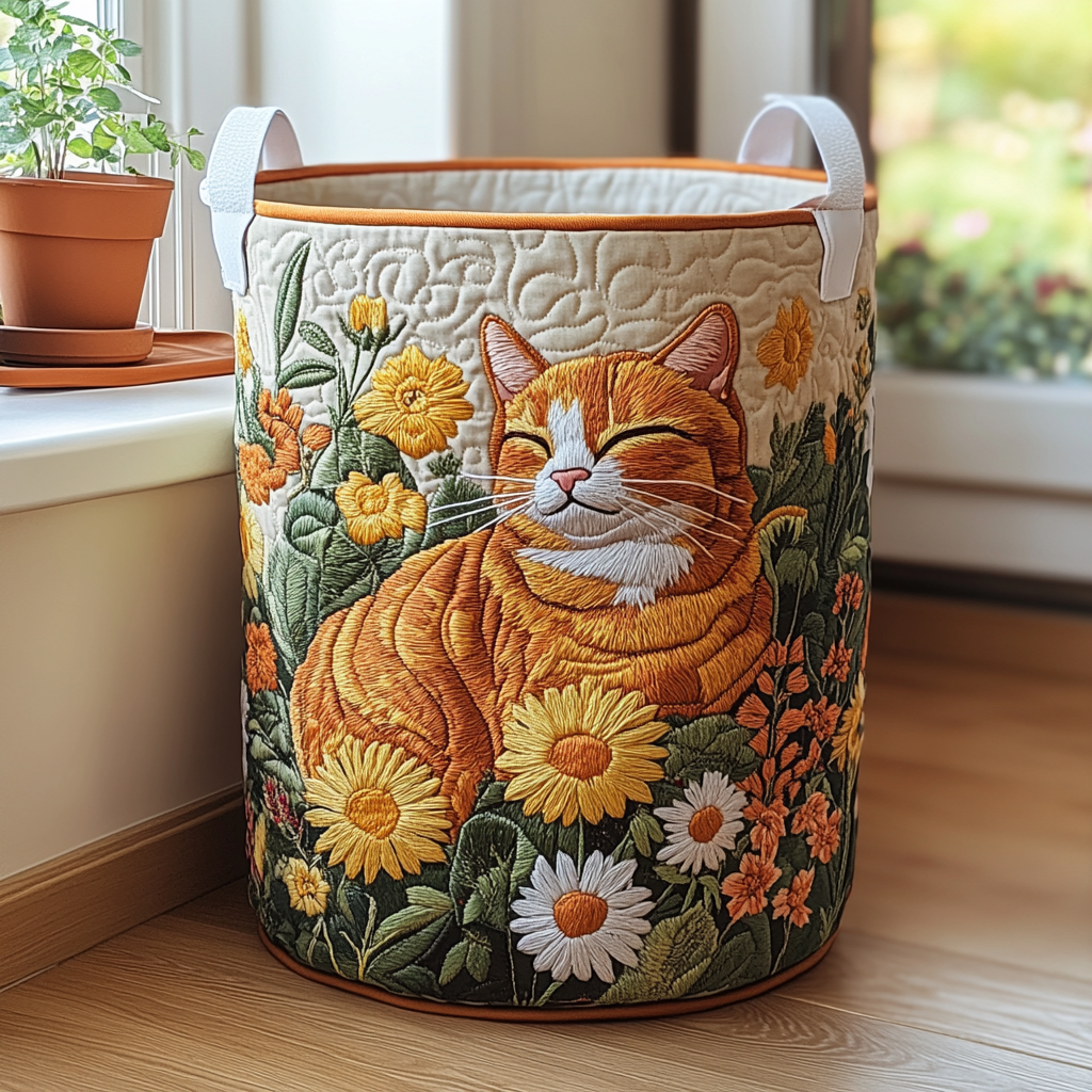 Quilted Cat-Shaped Laundry Basket NCU0QN017