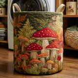 Quilted Laundry Basket — Forest Mushrooms