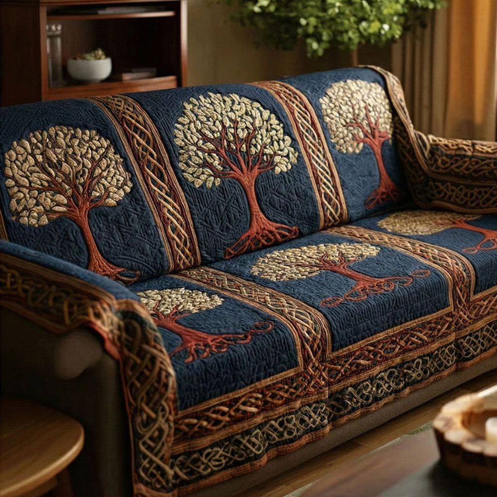 Quilted Sofa Cover Tree of Life – Non-Slip