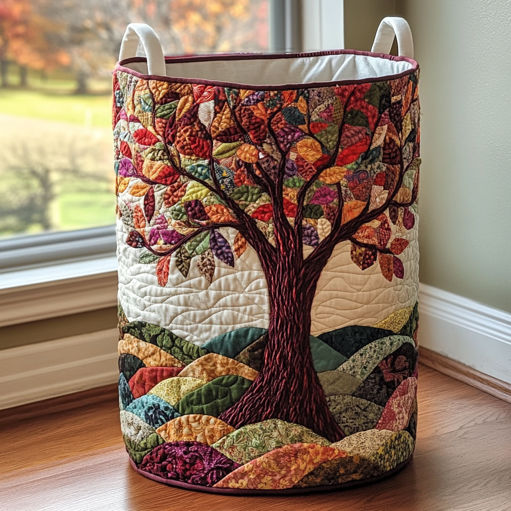 Quilted Laundry Basket — Tree of Life