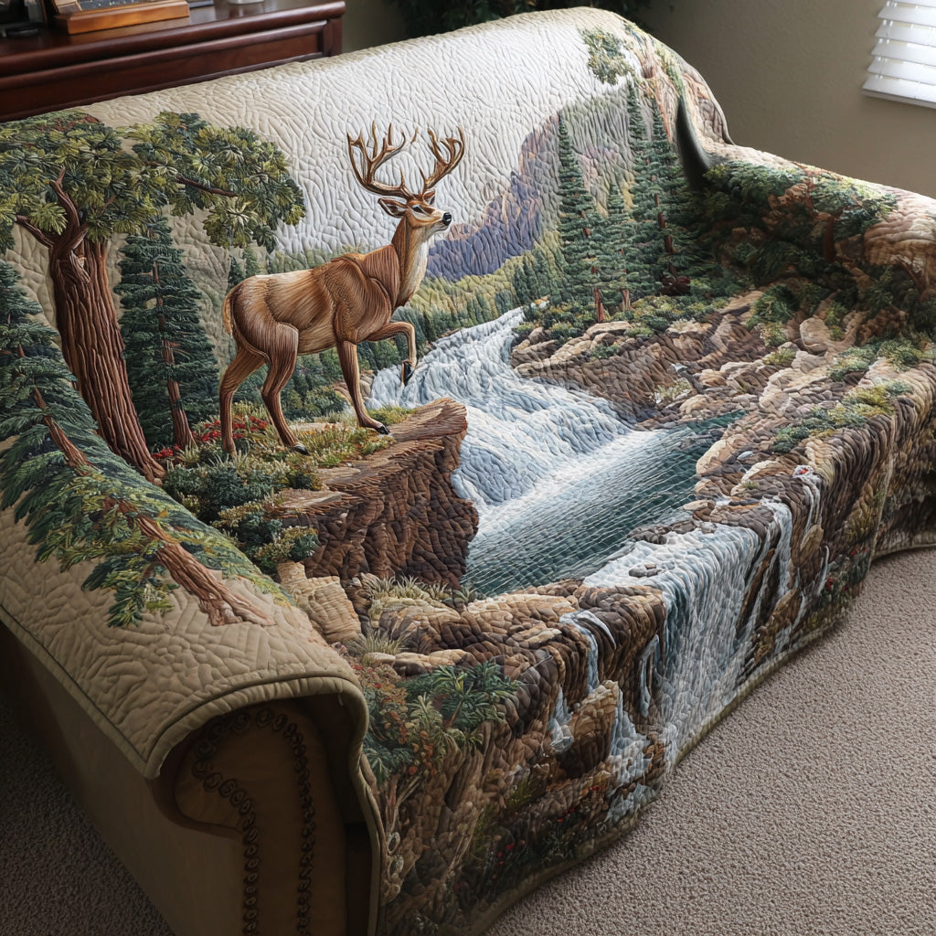 Quilted Sofa Cover Forest – Non-Slip