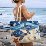 Quilted Beach Bag Turtle in the Ocean – L and XL
