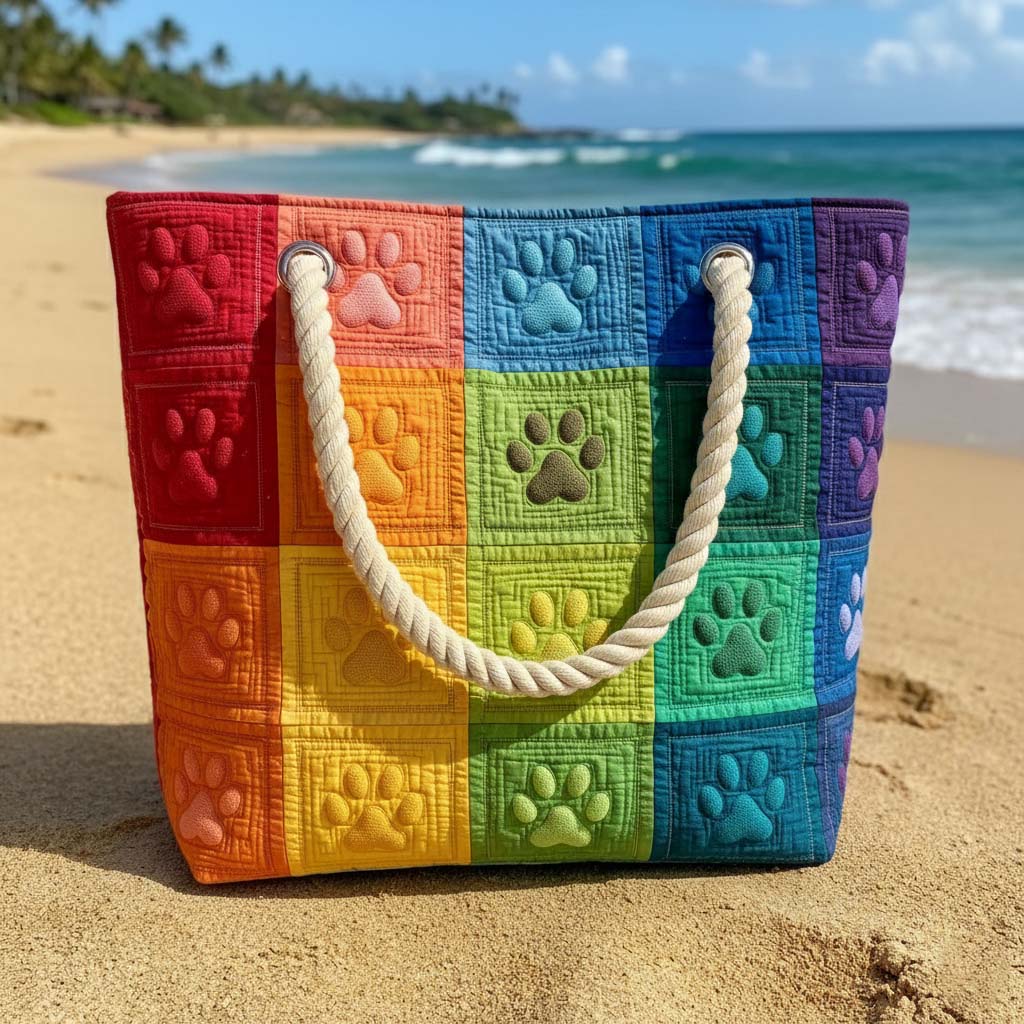 Quilted Beach and Travel Bag with Colourful Prints