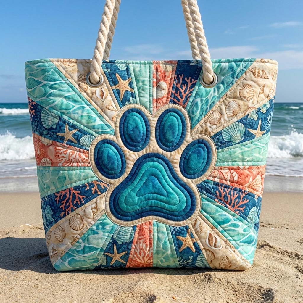 Beach Bag with Paw Print Design – L and XL