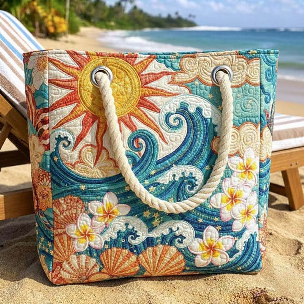 Quilted Beach Bag Golden Glow – L and XL