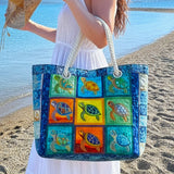 Quilted Beach Bag Tranquil Turtle – L and XL