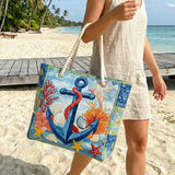 Quilted Nautical Anchor Beach Bag – Spacious and Lightweight