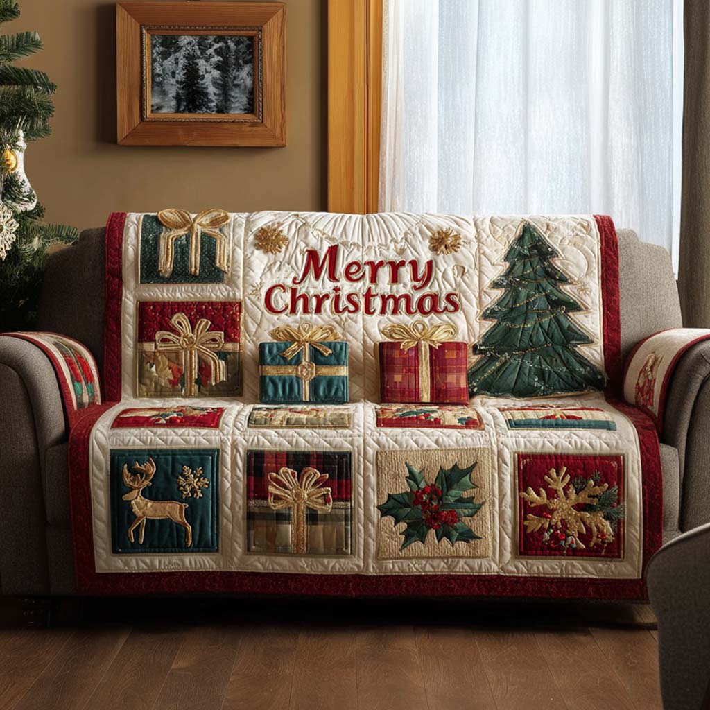 Quilted sofa cover with Christmas pattern NCU0VT301