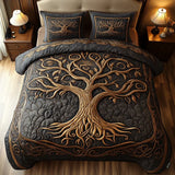 3-Piece Quilted Bed Linen Set - Golden Harmony