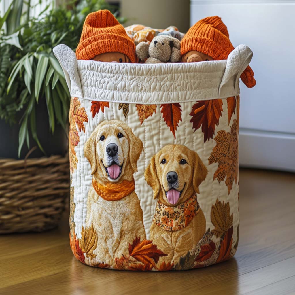 Quilted laundry basket with Golden Retriever NCU0QN013