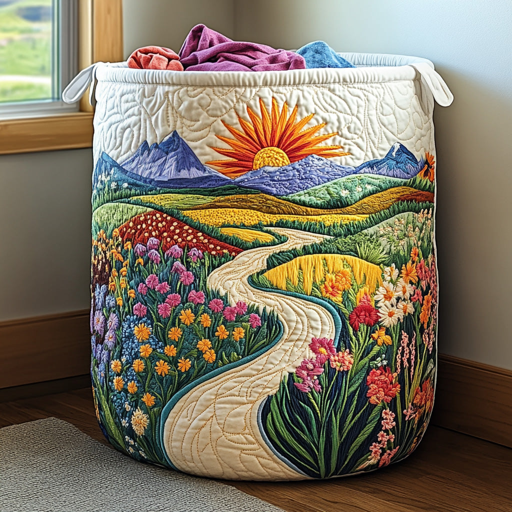Quilted laundry basket with floral pattern NCU0QN025