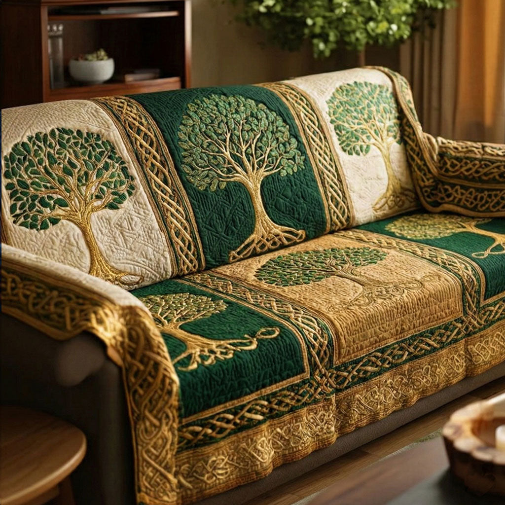 Quilted sofa cover with tree of life NCU0VT368