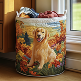 Quilted Laundry Basket — Joyful Golden Retriever