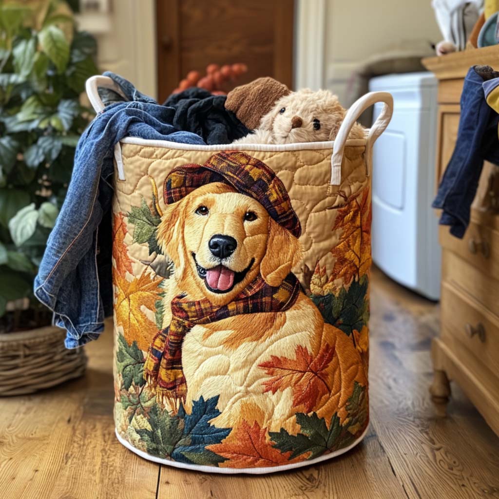 Quilted laundry basket with Golden Retriever NCU0QN013