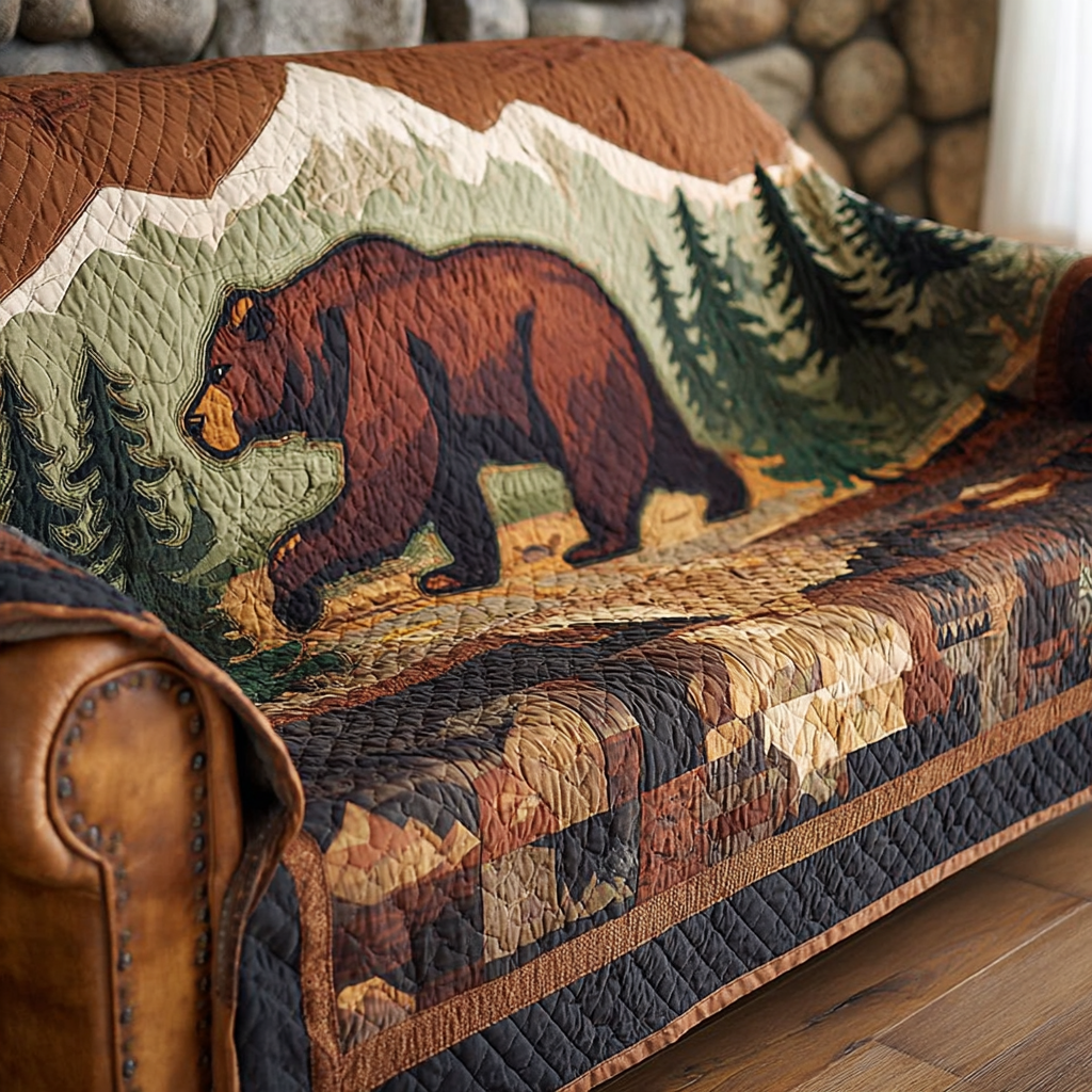 Quilted Sofa Cover with Bear NCU0VT335