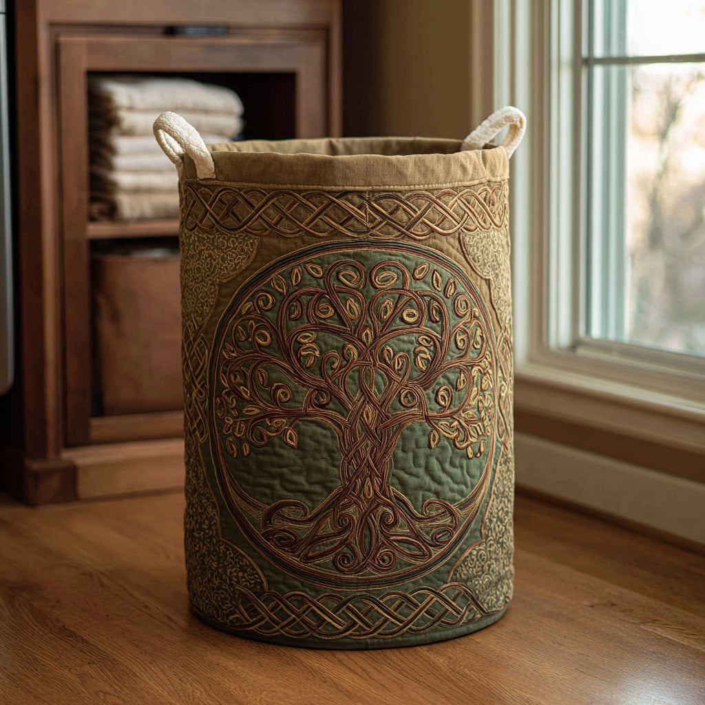 Quilted laundry basket with natural landscape NCU0QN023