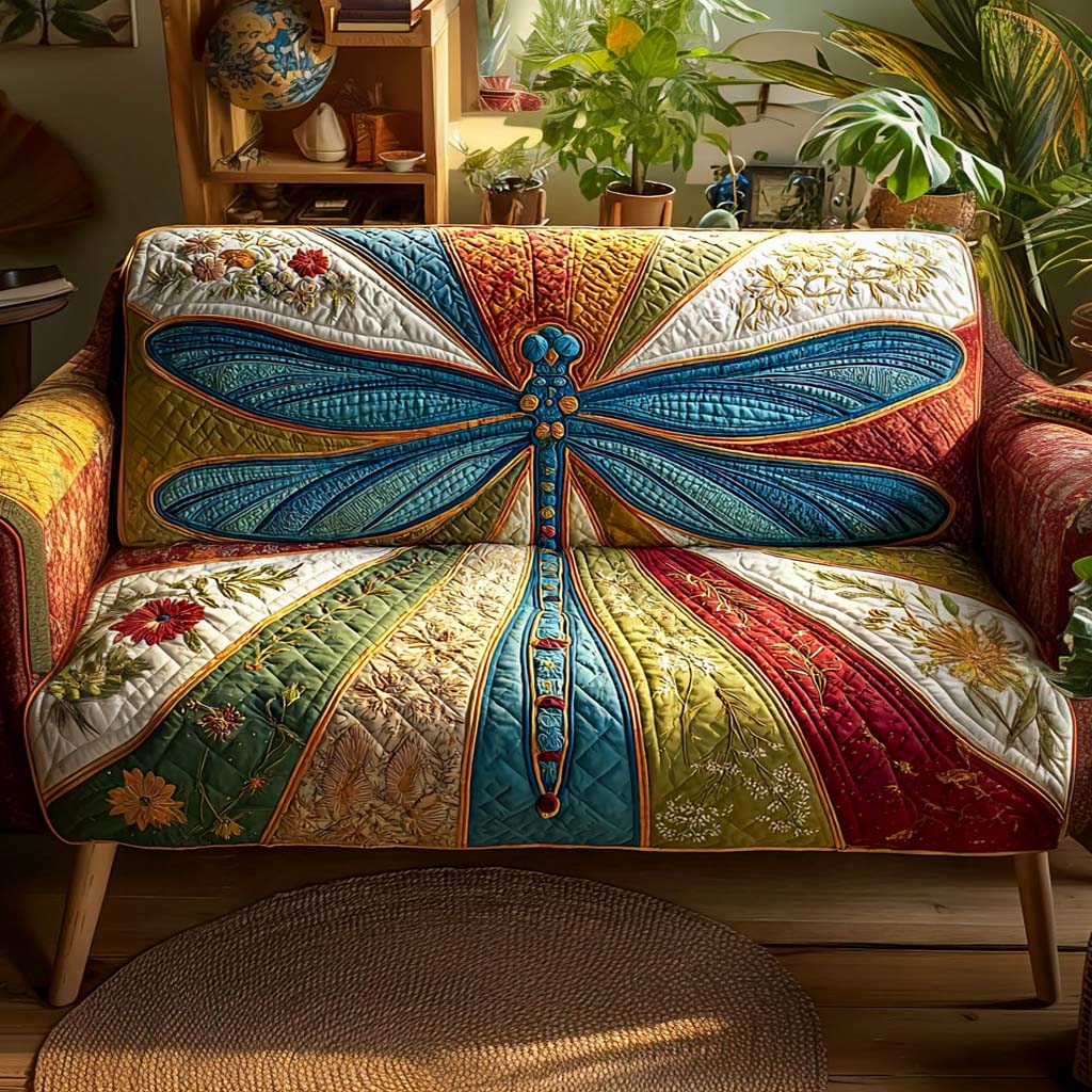 Quilted Sofa Cover Dragonfly
