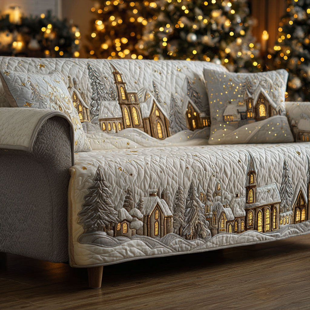Quilted sofa cover with winter lodge NCU0VT343