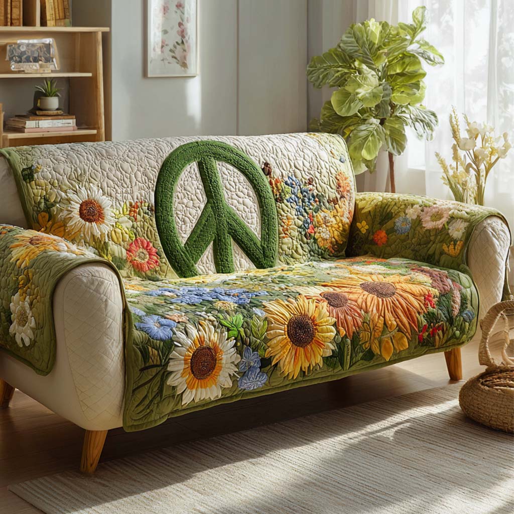 Quilted Sofa Cover in Hippie Style – Non-Slip