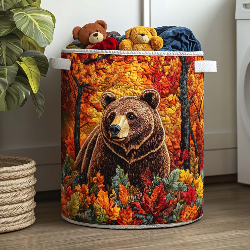 Quilted Laundry Basket with Bear NCU0QN011