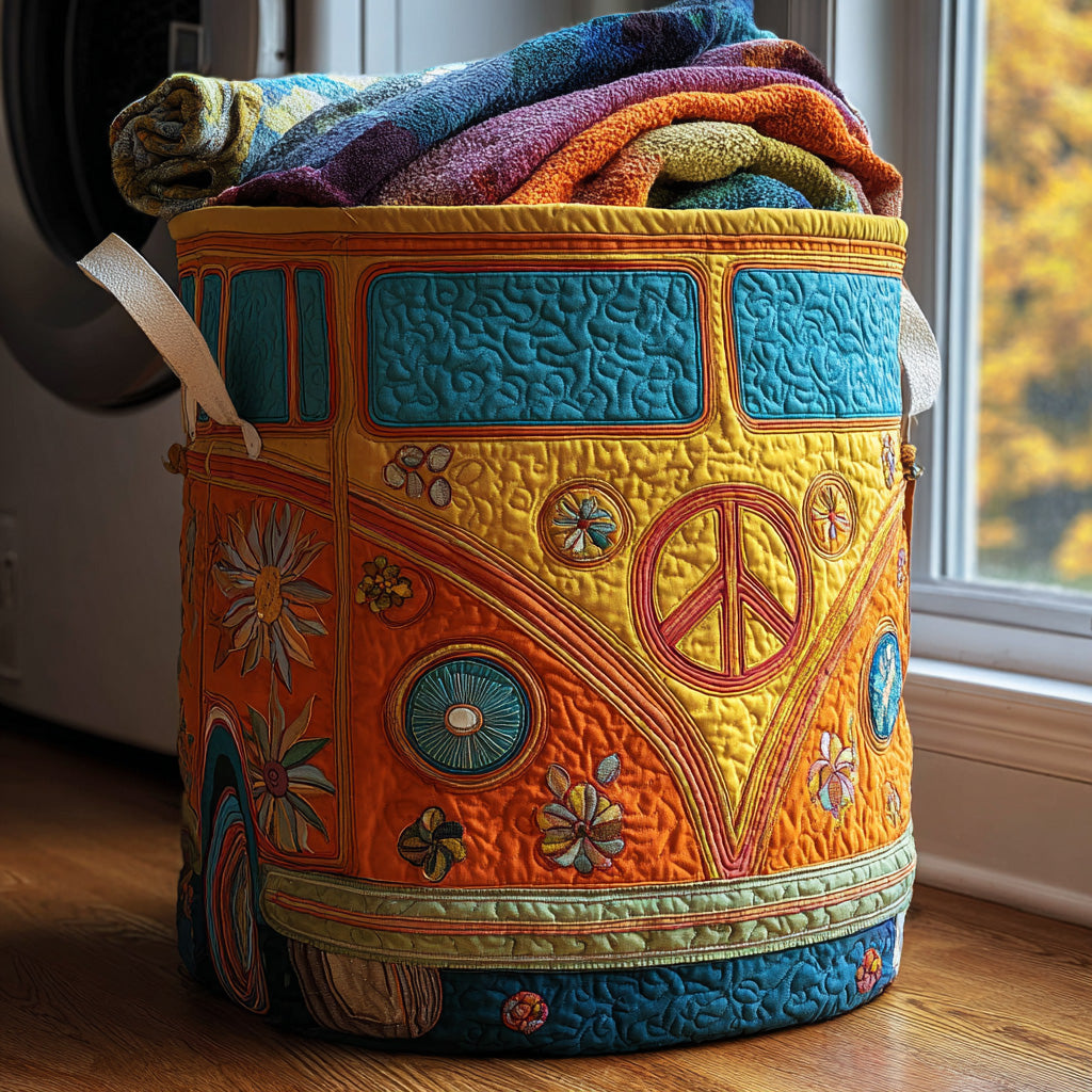 Quilted laundry basket in colourful hippie style NCU0QN026
