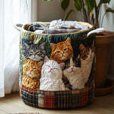 Quilted laundry basket with cats NCU0DV852