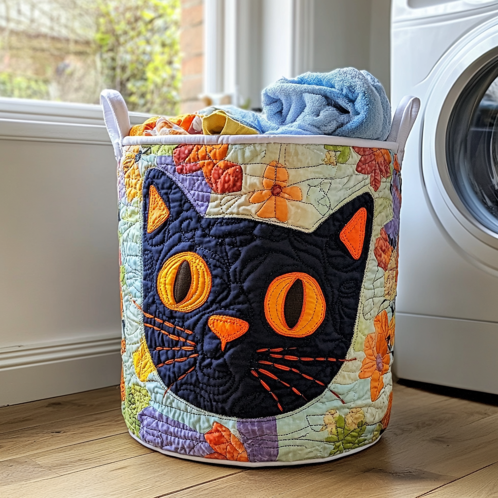 Quilted Cat-Shaped Laundry Basket NCU0QN017