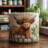Quilted laundry basket with Highland cow NCU0PVL444