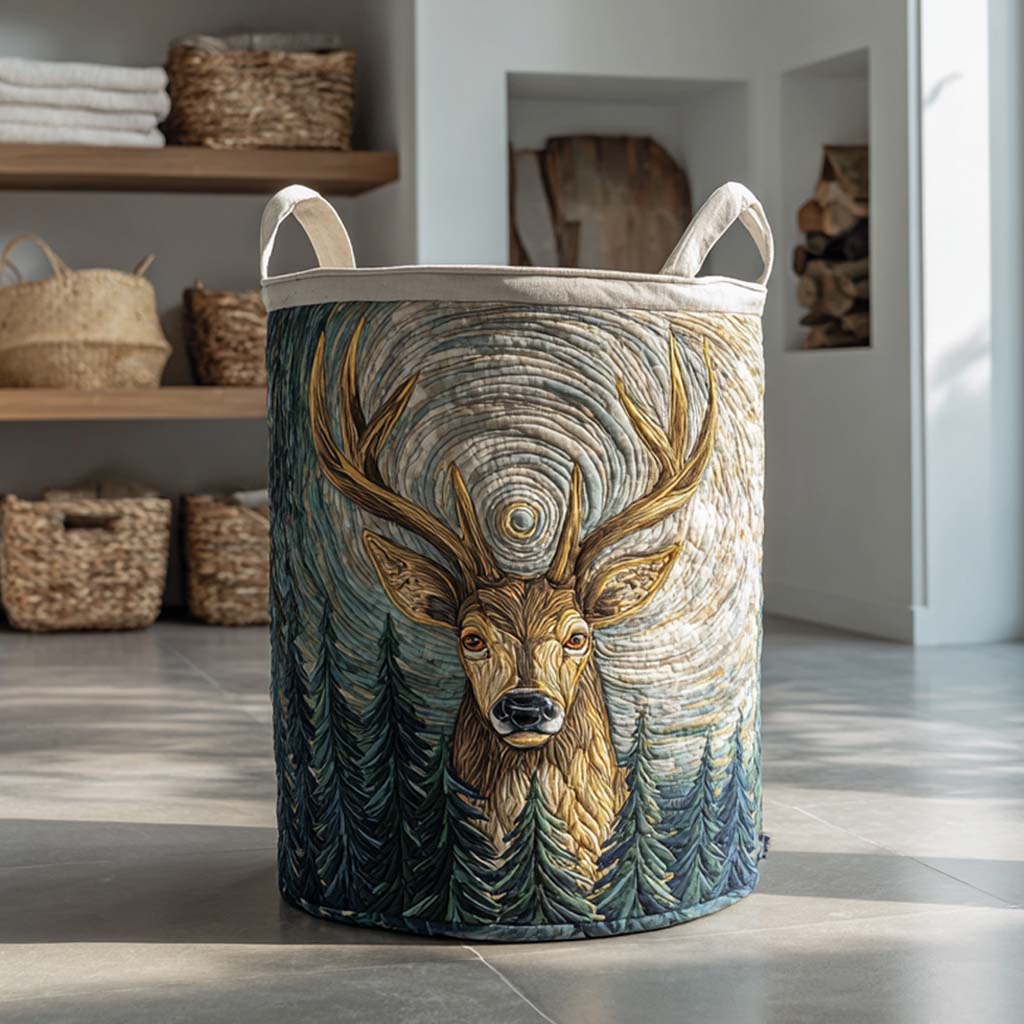 Quilted laundry basket with deer NCU0QN047