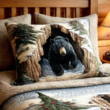 Quilted Cushion Cover with Festive Nest