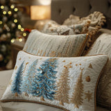 Quilted Cushion Cover with Christmas Forest
