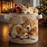 Quilted laundry basket with Christmas Corgi NCU0DV1144