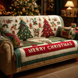 Quilted Sofa Cover Sparkles of Christmas Joy